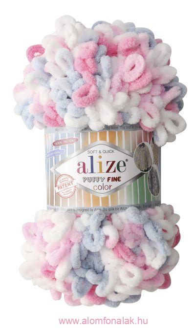 Alize Puffy Fine Color 5945 - szürke, rózsaszín, fehér
