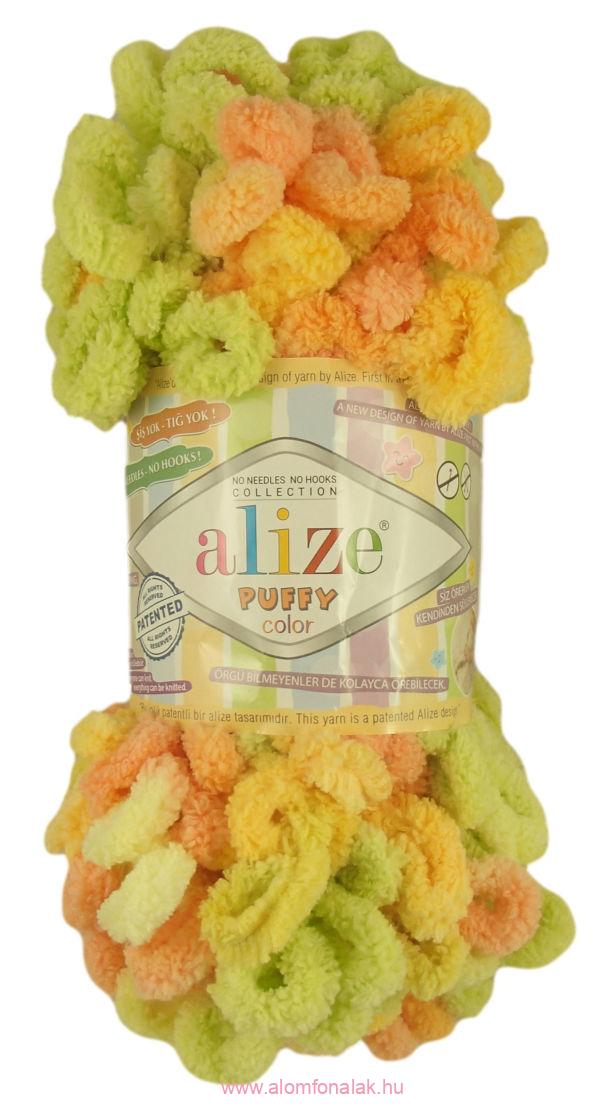Alize Puffy Color 6313 - narancs, lime, sárga