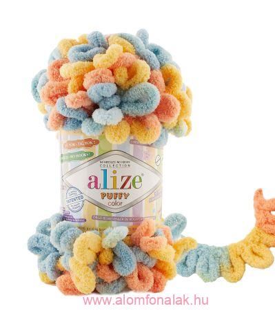 Alize Puffy Color 6314 - kék, narancs, sárga