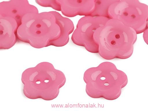 Müanyag gomb - rózsaszín virág