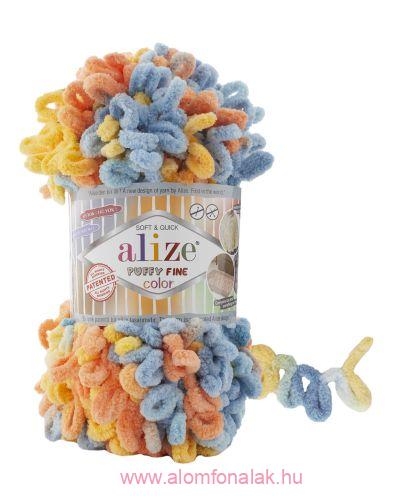 Alize Puffy Fine Color 6314 - kék, narancs, sárga