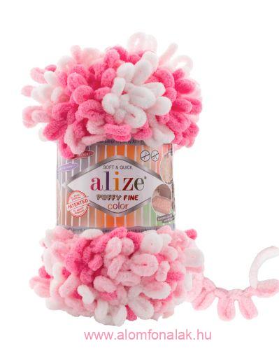 Alize Puffy Fine Color 6383 - rózsaszín, fehér
