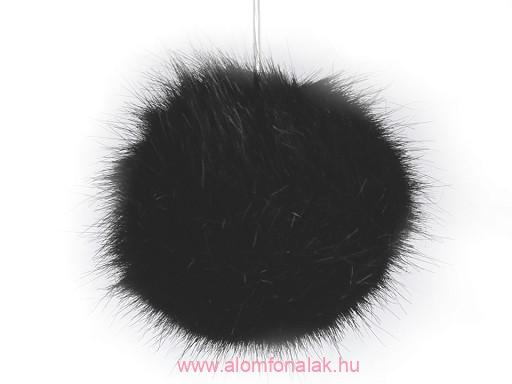 Műszőrme sapkabojt Ø8 cm - fekete