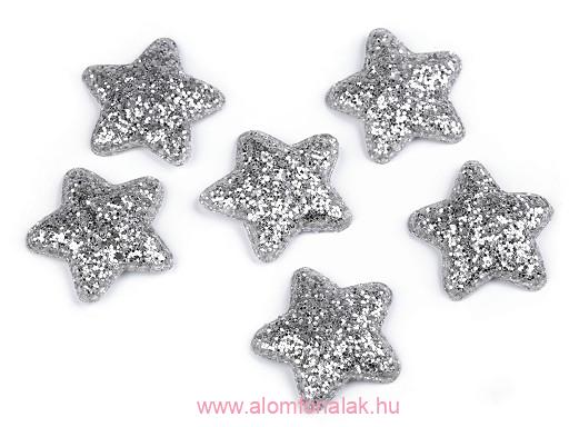 Csillag flitterekkel 50 mm - ezüst