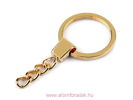 Kulcskarika 30 mm lánccal - sárga arany