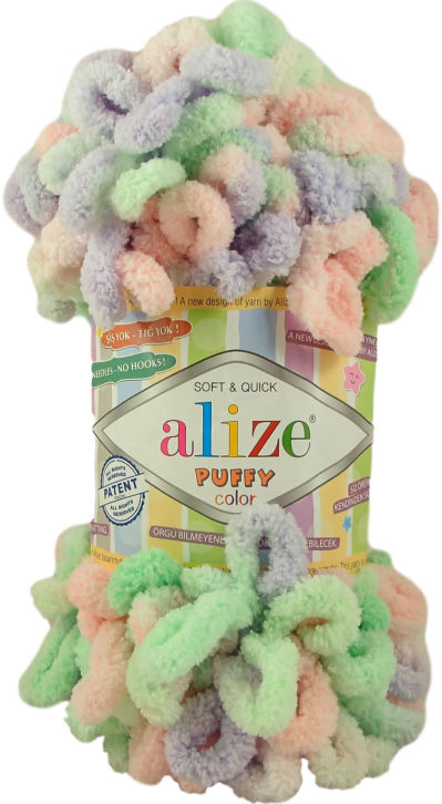 Alize Puffy Color 5938 - lila, zöld, rózsaszín