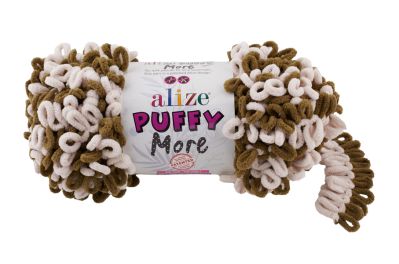 Alize Puffy MORE 6264 - oliva, krém