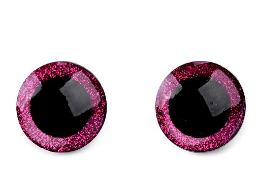 Glitteres, csillogó szem 25 mm - pink