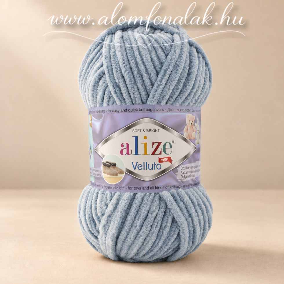 Alize Velluto 428 - közép szürke