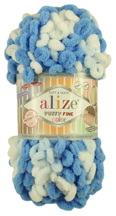 Alize Puffy Fine Color 6371 - kék, fehér