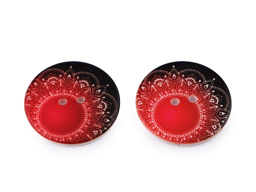 Mandala gomb - piros 31mm