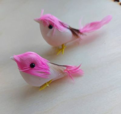 Dekorációs madár dróttal - rózsaszín