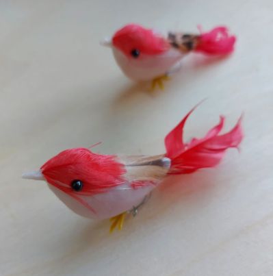 Dekorációs madár dróttal - piros