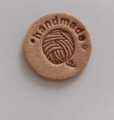 Kör alakú Hand Made címke - világos barna