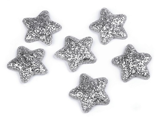 Csillag flitterekkel 50 mm - ezüst