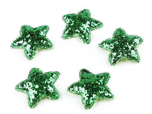 Csillag flitterekkel 35mm - zöld