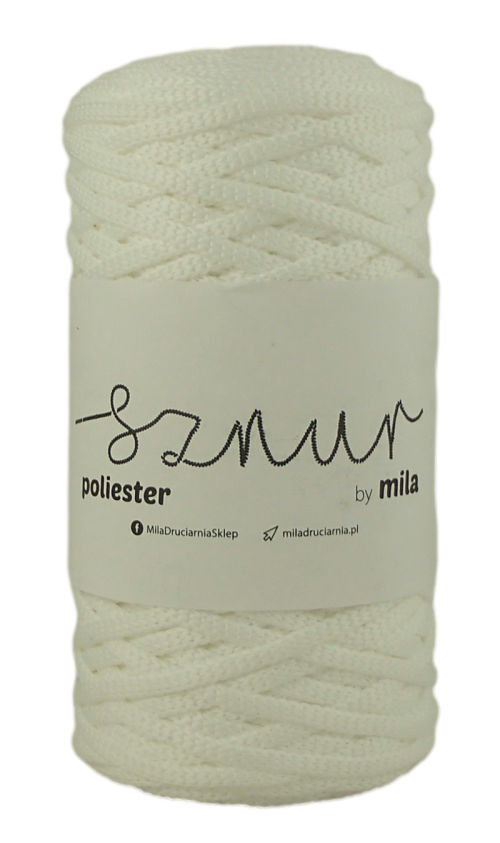 Polyester Sznur 5 mm lapos - 902 fehér